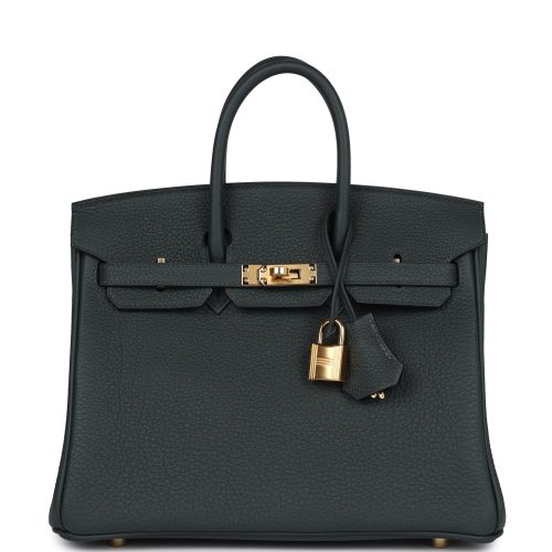 Handmade Bag HB 25 Vert Fonce top-grade leather Gold Hardware